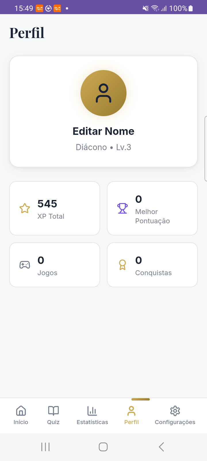 Perfil e conquistas do jogador