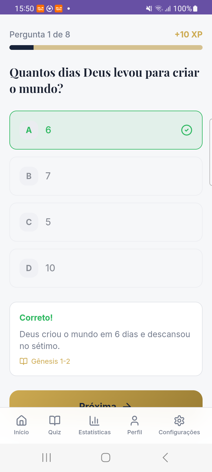Resposta correta com explicação e referência bíblica